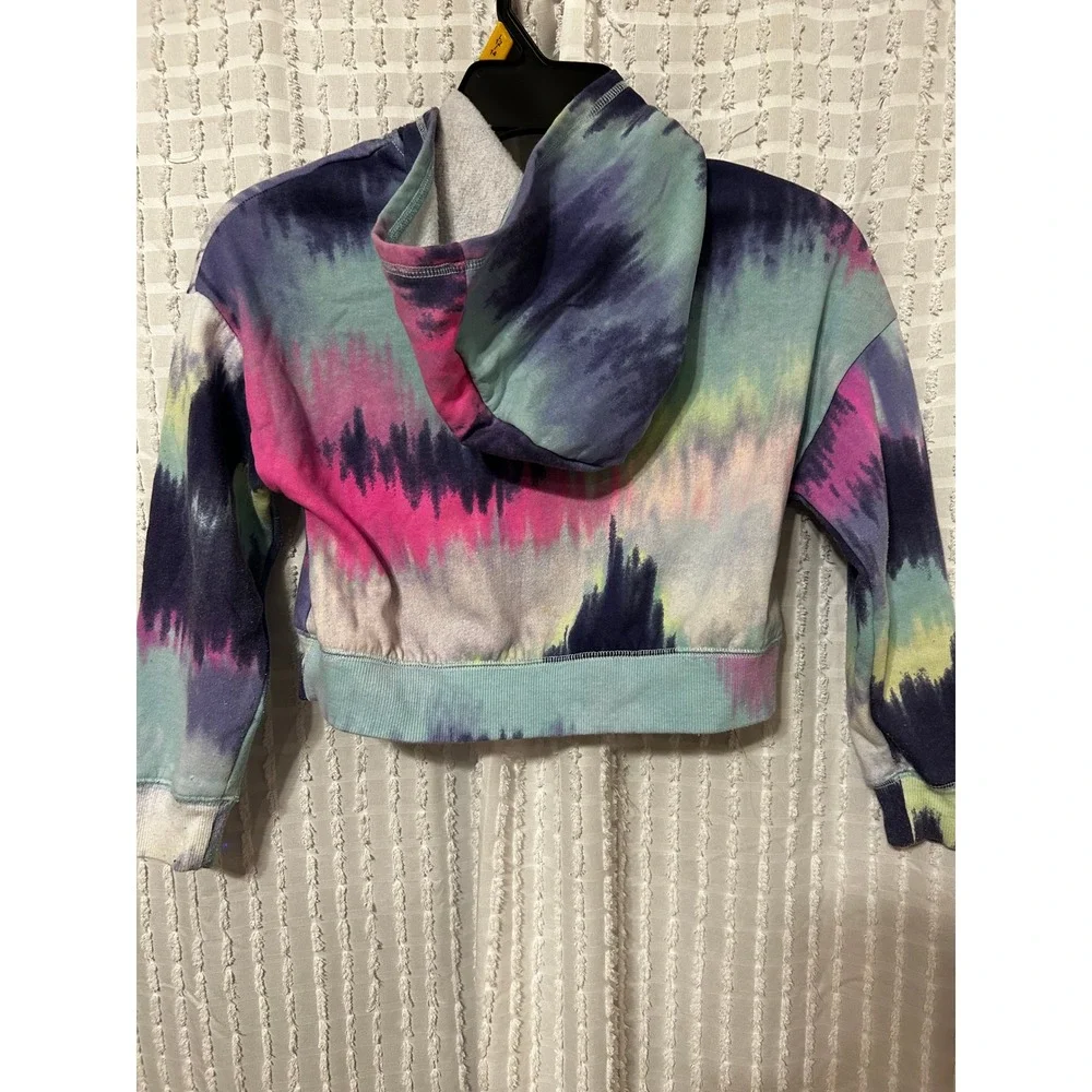 Justice Girls XS 5/6 Tie Dye Cropped Hoodie and Joggers Set Glitter Logo